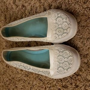 Skechers White Lace Slip-On Shoes